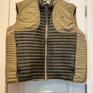 Mack’s Prairie Wings Men's Duck Down Insulated Vest Green Tan Zip Pockets